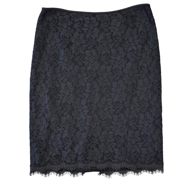 Diane Von Furstenberg Dresses & Skirts - Diane Von Furstenberg Scotia Lace Pencil Skirt Womens 10 Black DVF Silk Cocktail